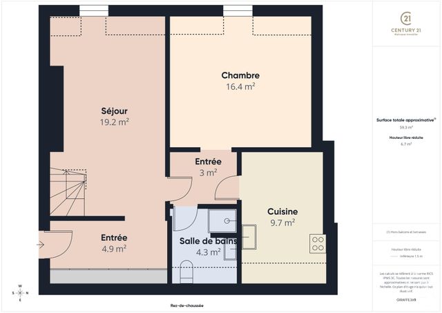 Appartement F3 &agrave; vendre - 3 pi&egrave;ces - 51,37 m2 - Rambouillet - 78 - ILE-DE-FRANCE