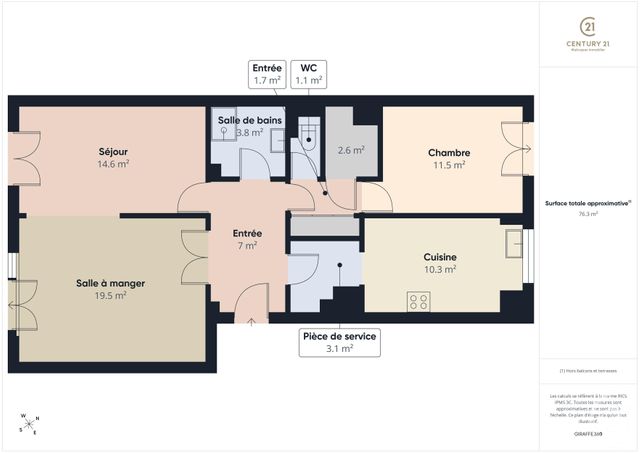 Appartement F3 &agrave; vendre - 3 pi&egrave;ces - 75,48 m2 - Rambouillet - 78 - ILE-DE-FRANCE