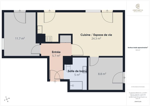 Appartement F3 à vendre - 3 pièces - 57,36 m2 - Chartres - 28 - CENTRE