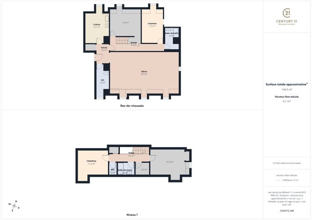 Appartement + f6 &agrave; vendre - 6 pi&egrave;ces - 155 m2 - Chartres - 28 - CENTRE
