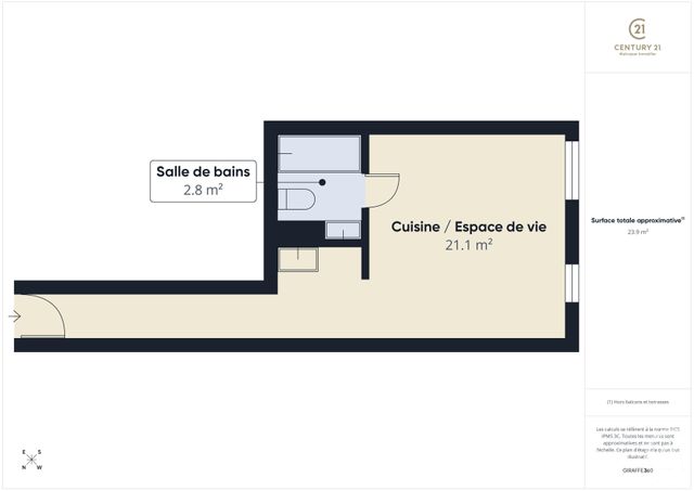 Appartement Studio &agrave; vendre - 1 pi&egrave;ce - 23,96 m2 - Chartres - 28 - CENTRE