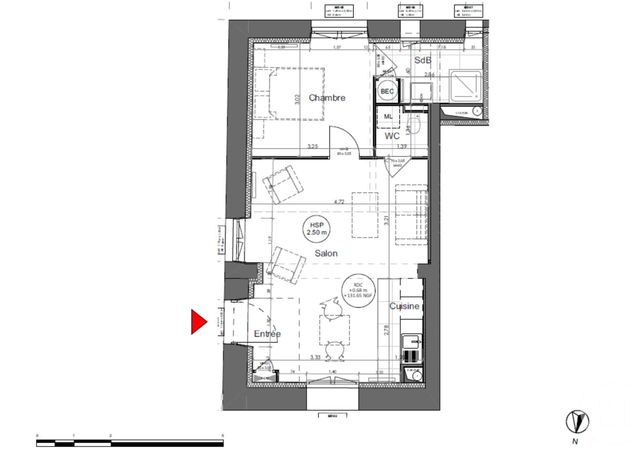 Appartement F2 &agrave; louer - 2 pi&egrave;ces - 42,75 m2 - Chartres - 28 - CENTRE