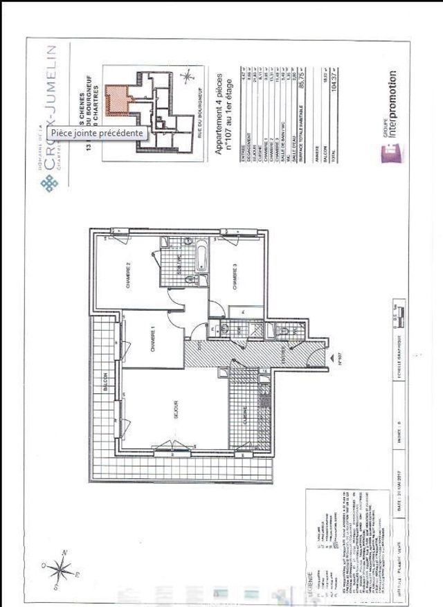 Appartement F4 &agrave; louer - 4 pi&egrave;ces - 85,75 m2 - Chartres - 28 - CENTRE