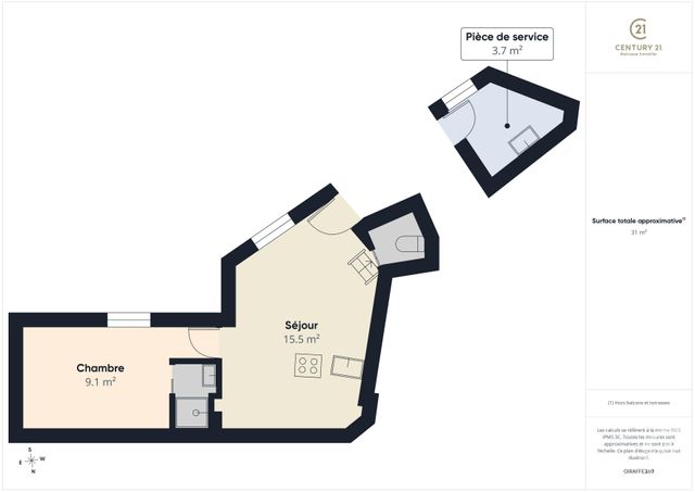 Appartement F2 &agrave; vendre - 2 pi&egrave;ces - 31,04 m2 - Chartres - 28 - CENTRE