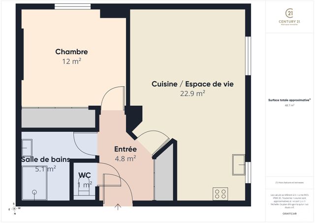 Appartement F2 &agrave; vendre - 2 pi&egrave;ces - 49,10 m2 - Chartres - 28 - CENTRE